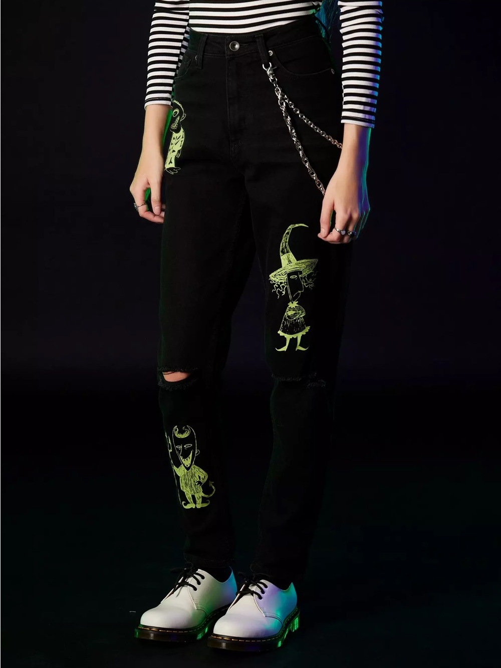 Her Universe NBC Oogie Boogie Glow in Dark Mom Jeans Size 11